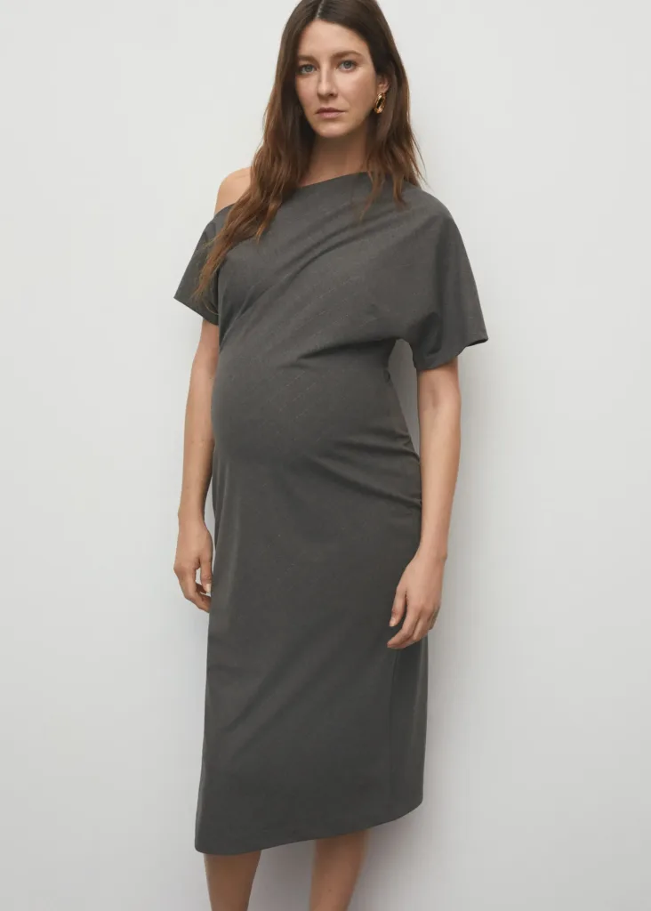 Asymmetrical Dress With Side Slit Medium Heather Grey