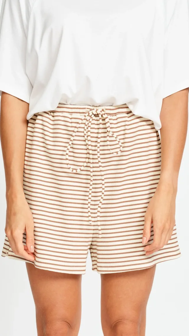 Ivy Stripe Lounge Short - Cream / Tan