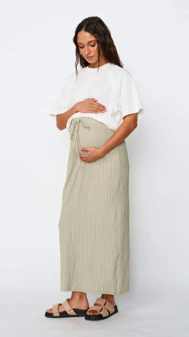 Noah Textured Midi Skirt - Sage