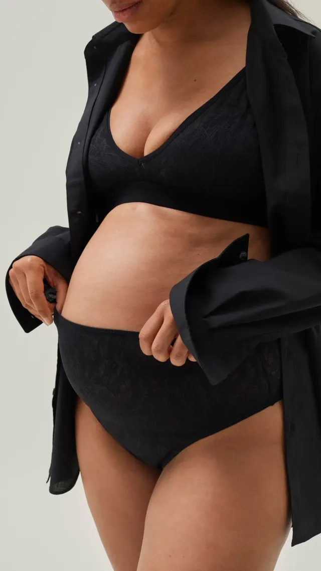 Lace Maternity Thong - Black