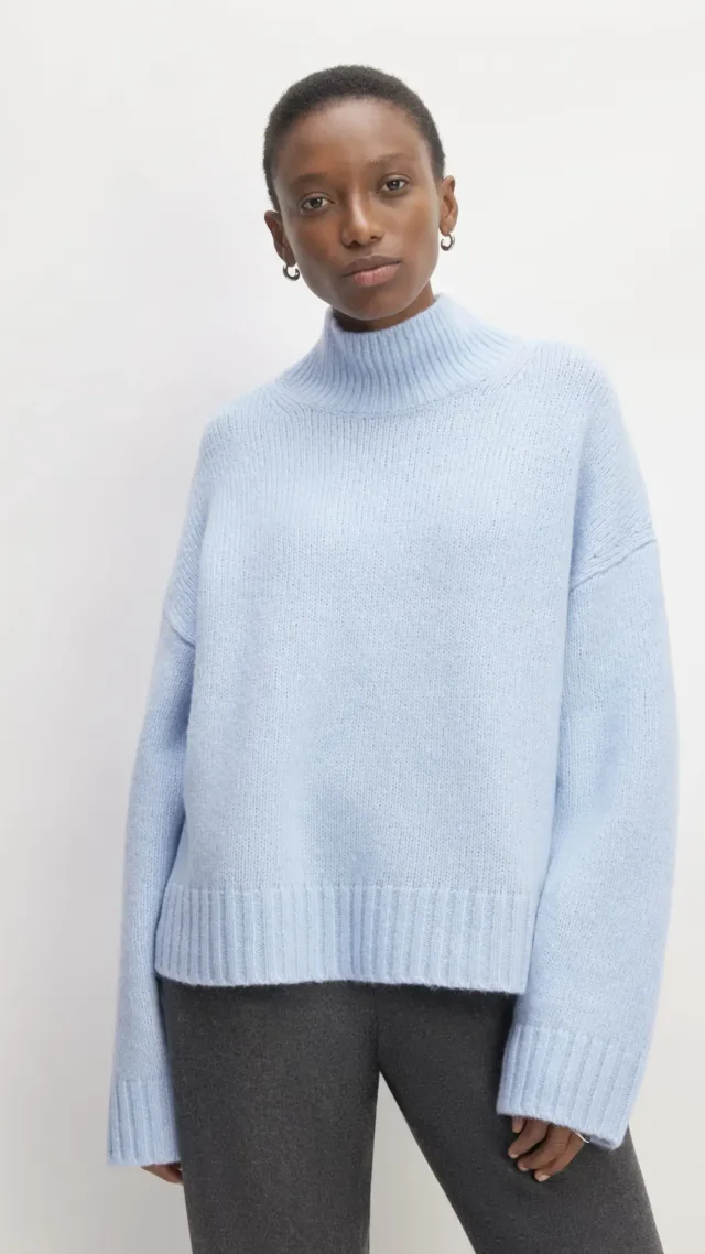 The Cloud Oversized Turtleneck Chambray Blue