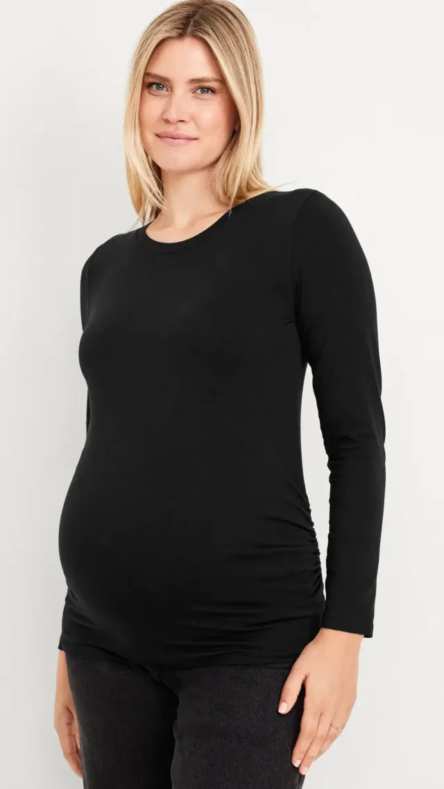 Maternity Long Sleeve Crew Neck T-Shirt Black Jack