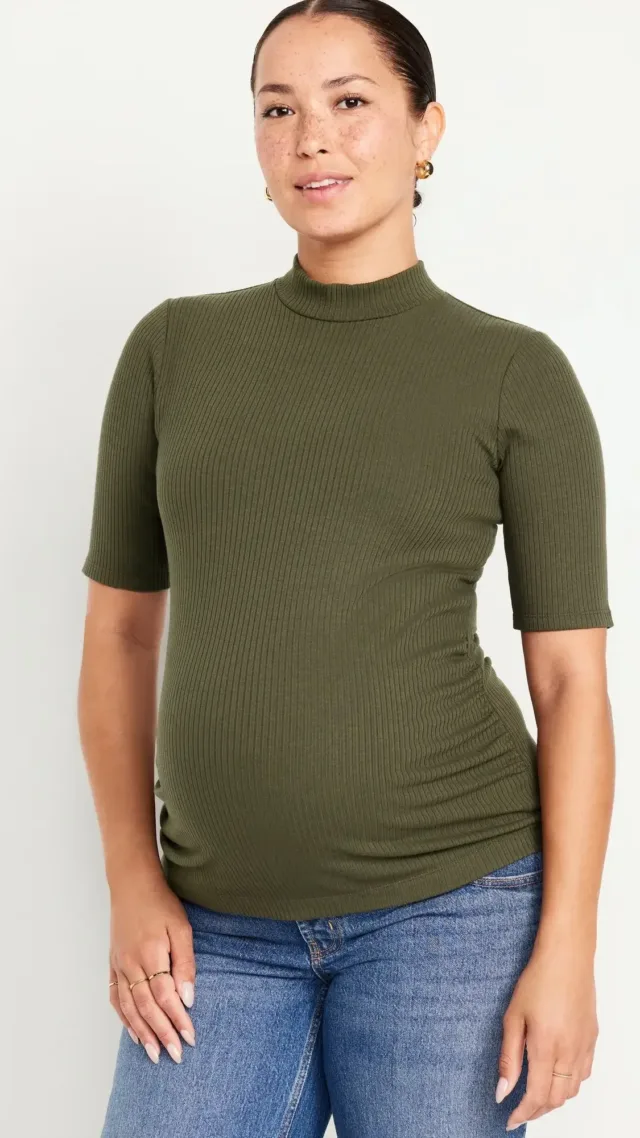 Maternity Mock Neck Top Conifer