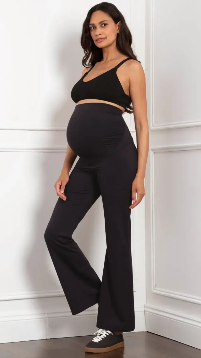 Black Sporty Bootcut Maternity Leggings