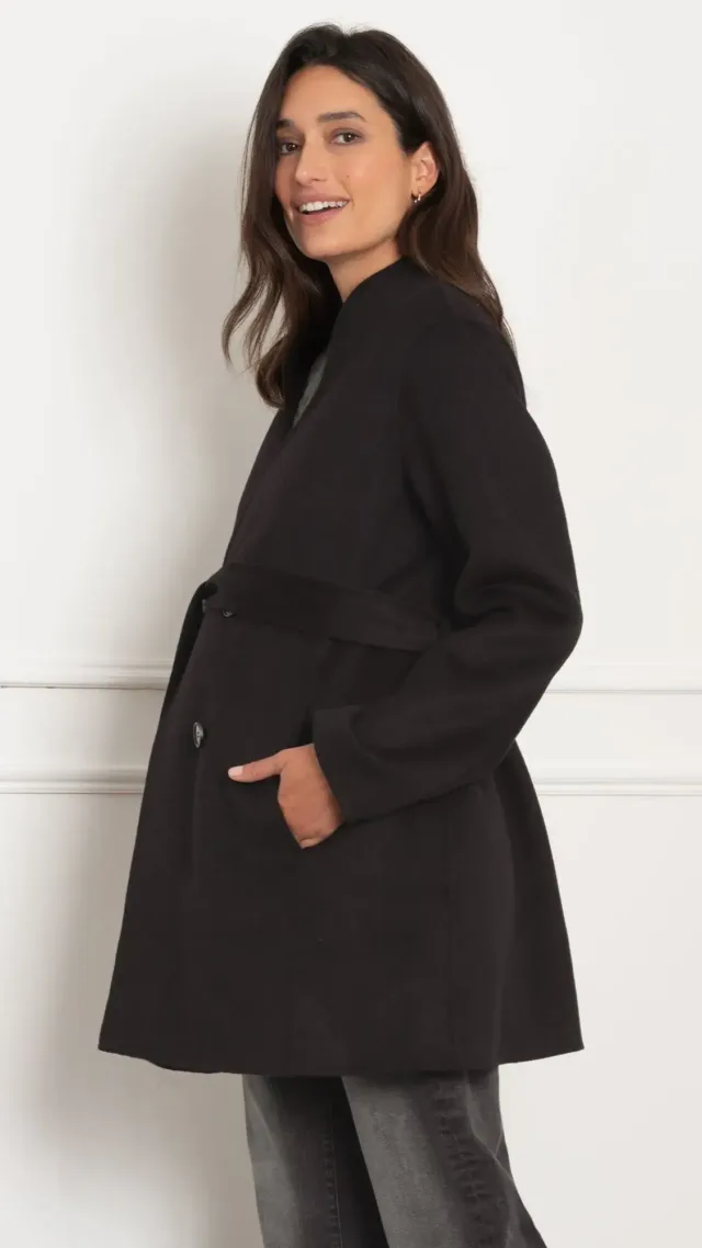 Chandler | Double-Breasted Wool Maternity Coat Black