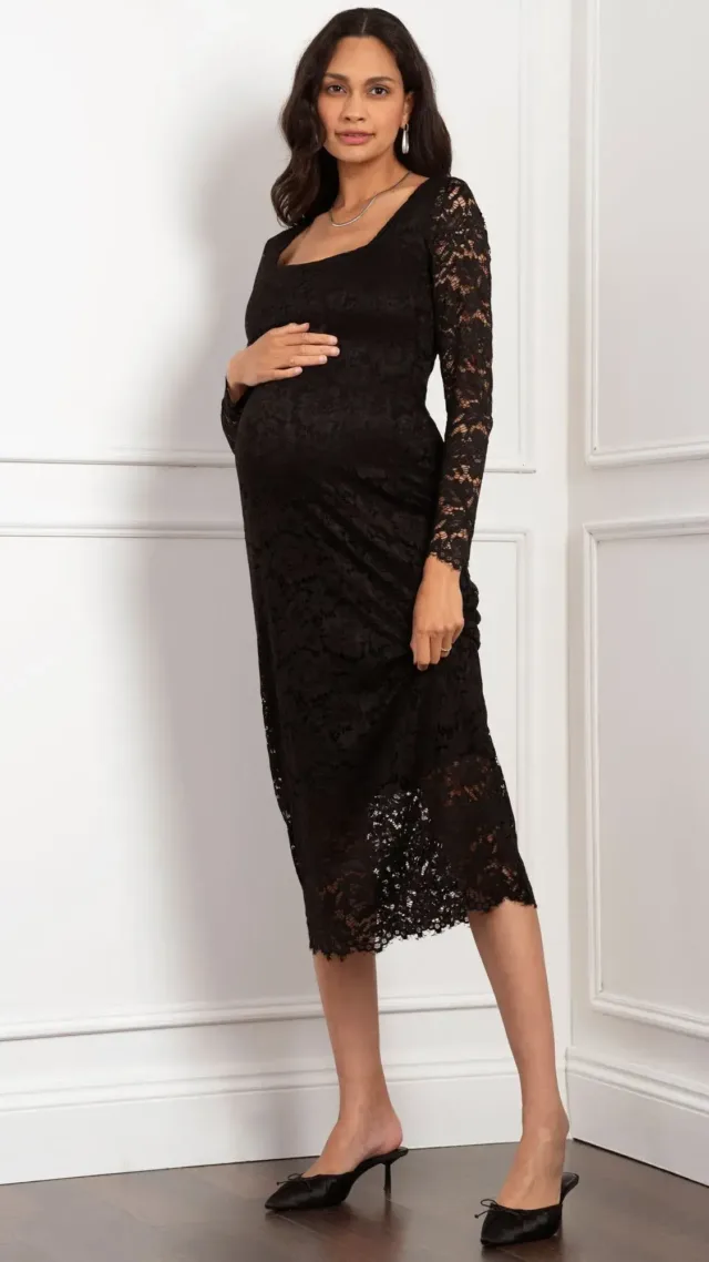 Lace Bodycon Maternity Dress Black