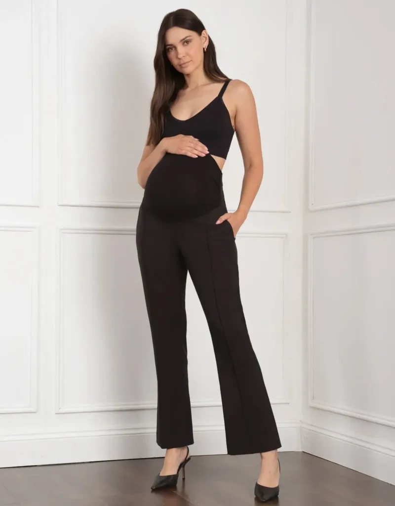 Rosannah | Over Bump Boot Cut Maternity Pants Black