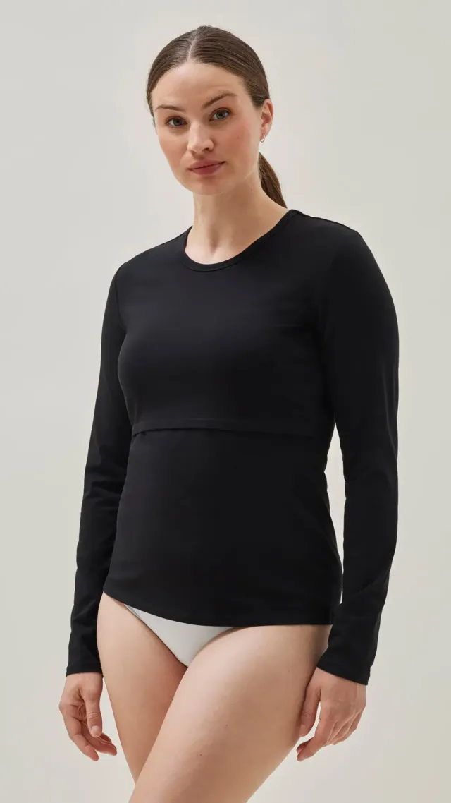 Essential Nursing Top Long Sleeve - Black