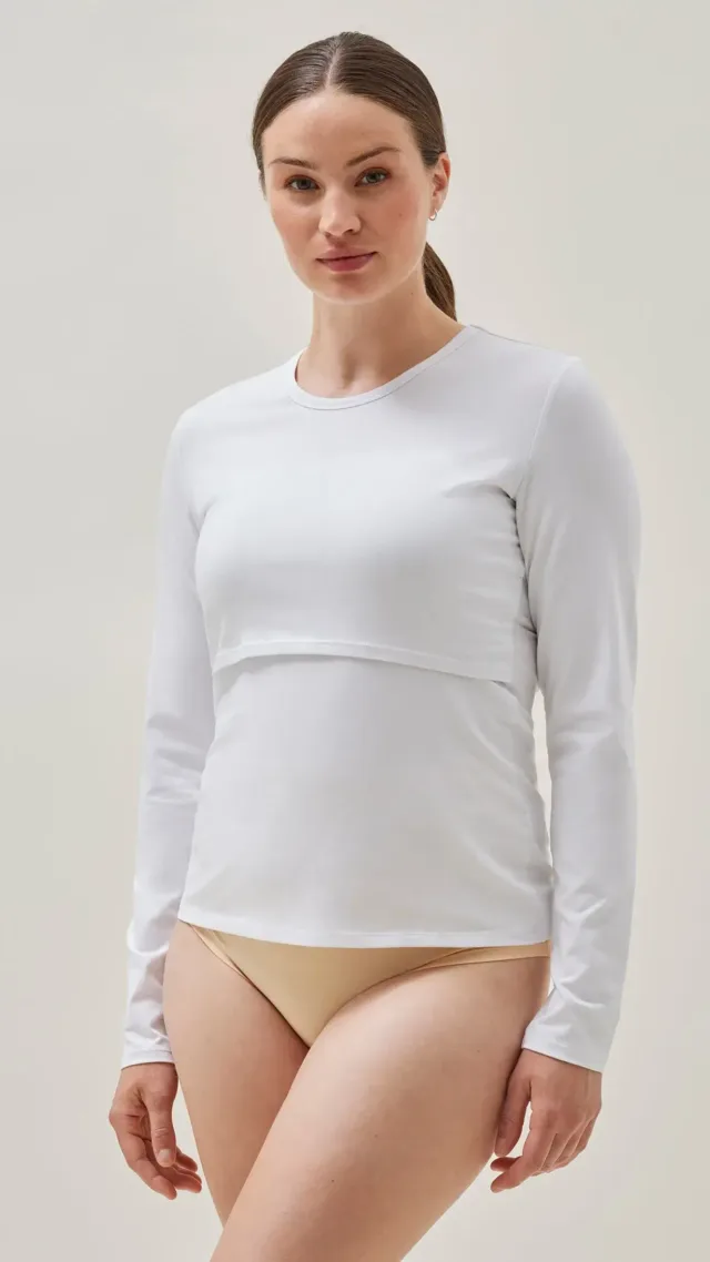 Essential Nursing Top Long Sleeve - White