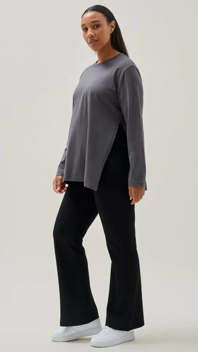 Maternity T-Shirt Long Sleeve - Washed Grey