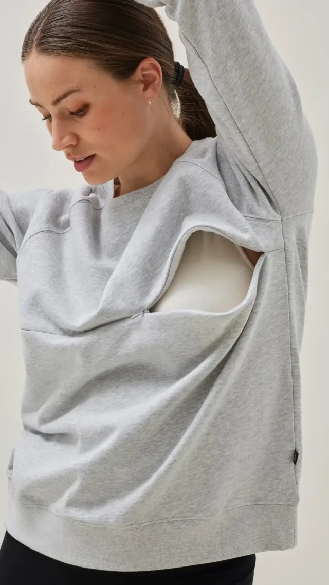 Thermal Nursing Sweatshirt - Grey Melange