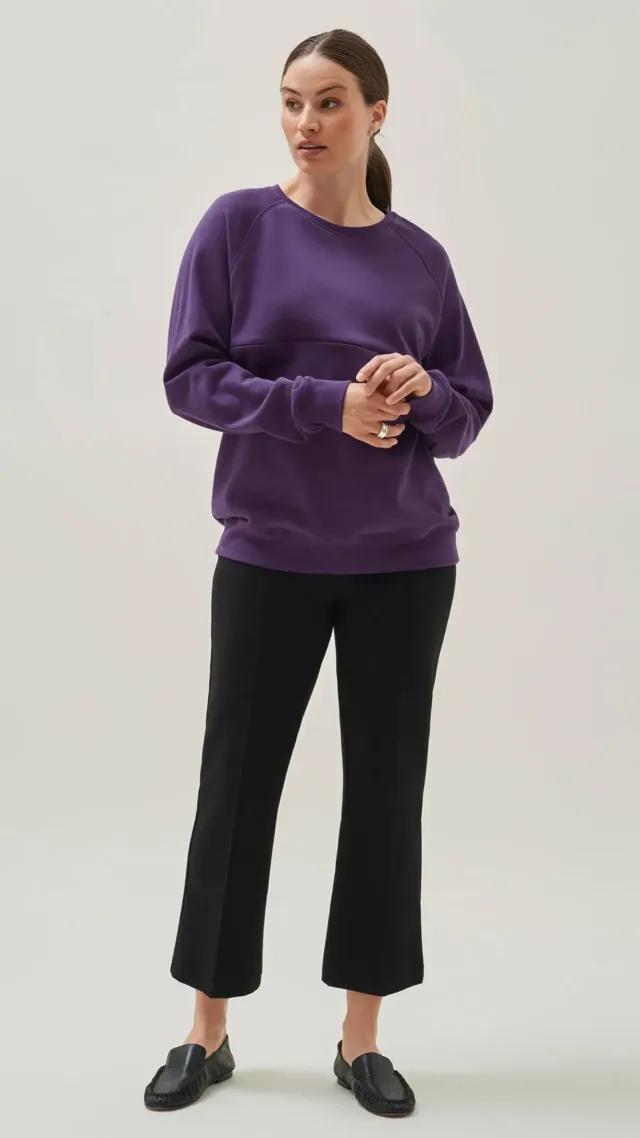 Thermal Nursing Sweatshirt - Midnight Plum