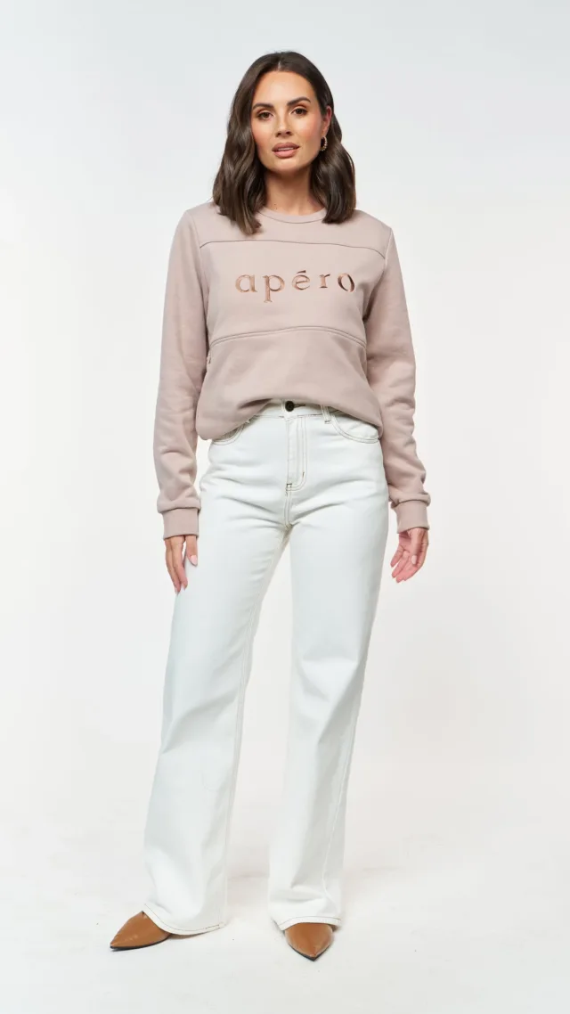 Apéro Embroidered Panel Jumper - Mushroom