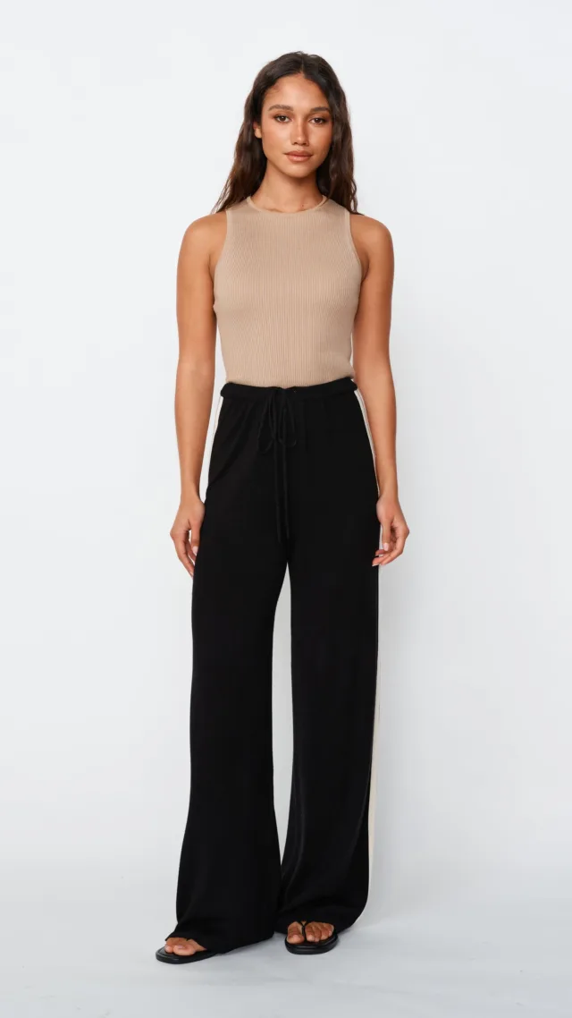 Axel Knit Wide Leg Pants - Black