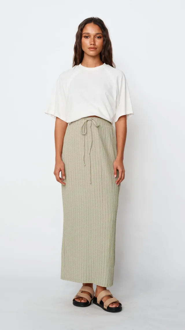 Noah Textured Midi Skirt - Sage