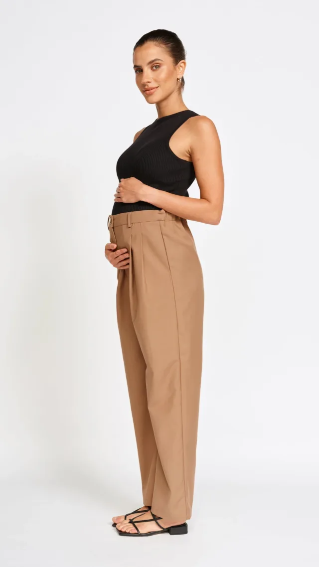 Sadie Adjustable Tailored Trouser - Tan