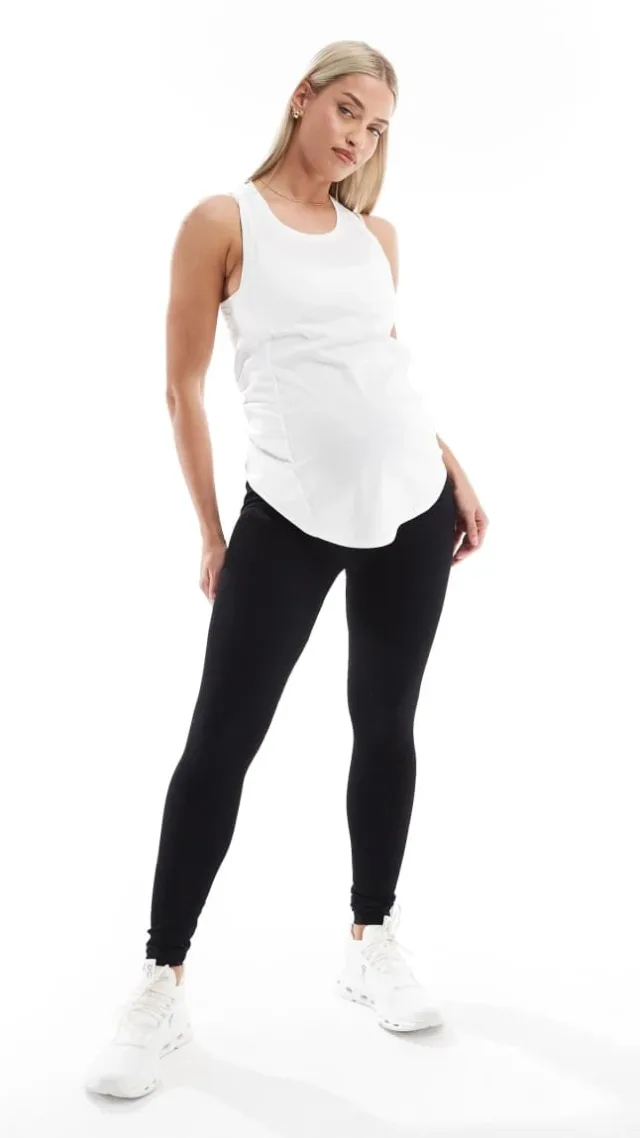 Asos 4505 Maternity Icon Seamless Rib Gym Legging In Black