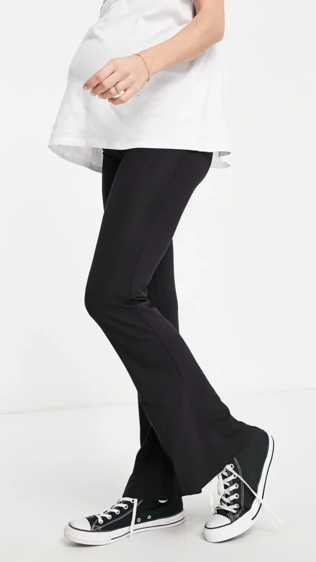 Asos Design Maternity Over The Bump Kick Flare Pant In Black