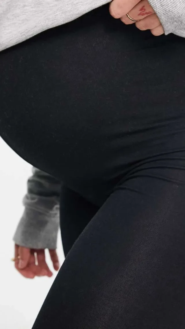 Asos Design Maternity Over The Bump Leggings In Black