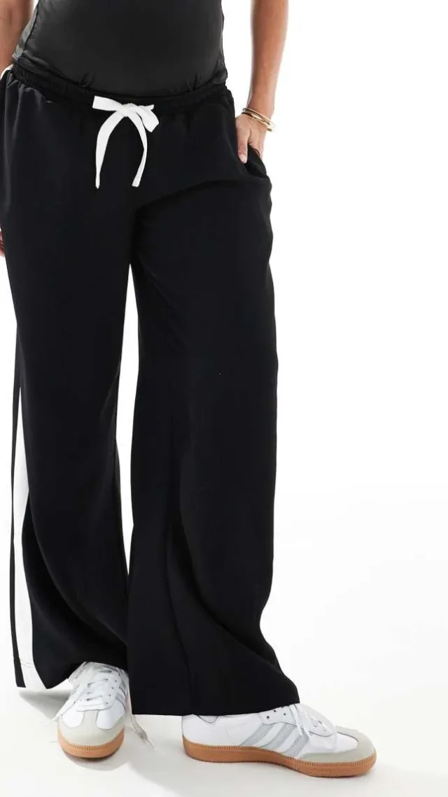 Asos Design Maternity Pull On Pants With Contrast Panel In Black