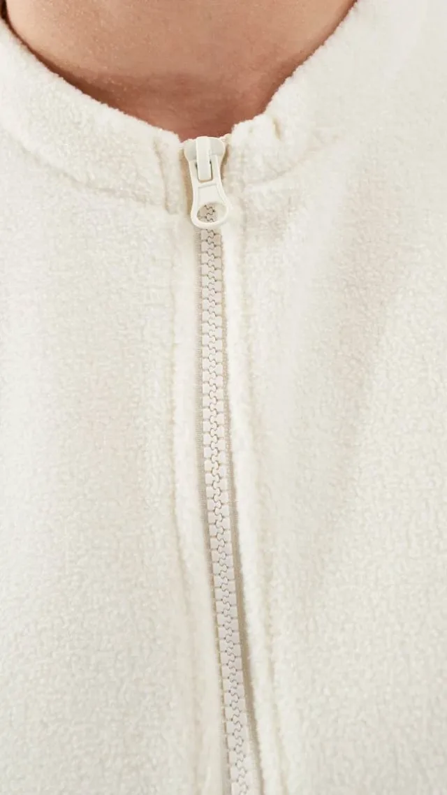 Mamalicious Maternity Zip Front Fleece With Wide Sleeves In Cream