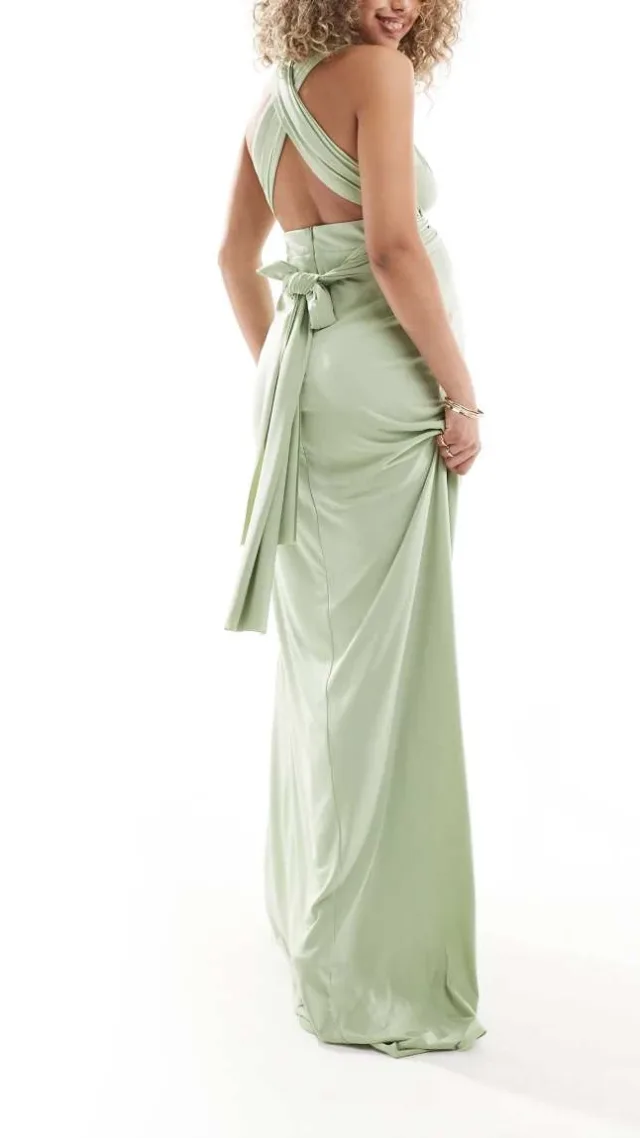 Tfnc Bridesmaids Maternity Multiway Maxi Dress In Sage