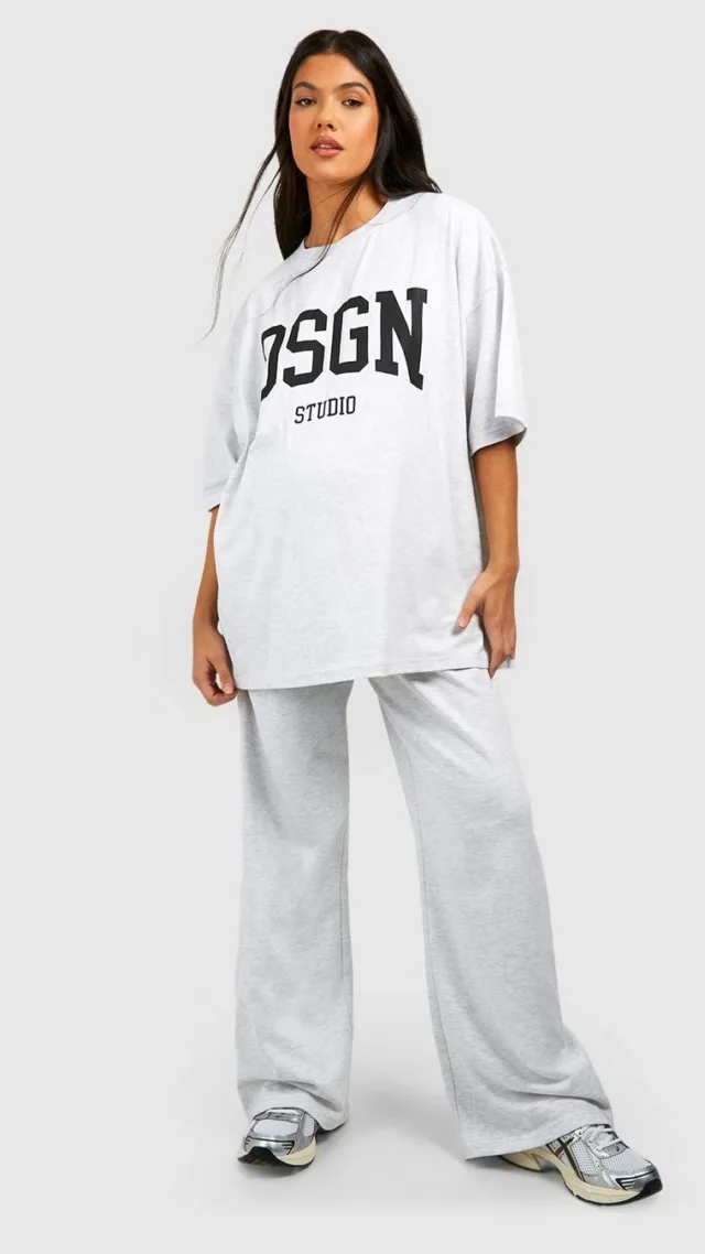 Ash Grey Maternity Dsgn T-Shirt And Straight Leg Jogger Set