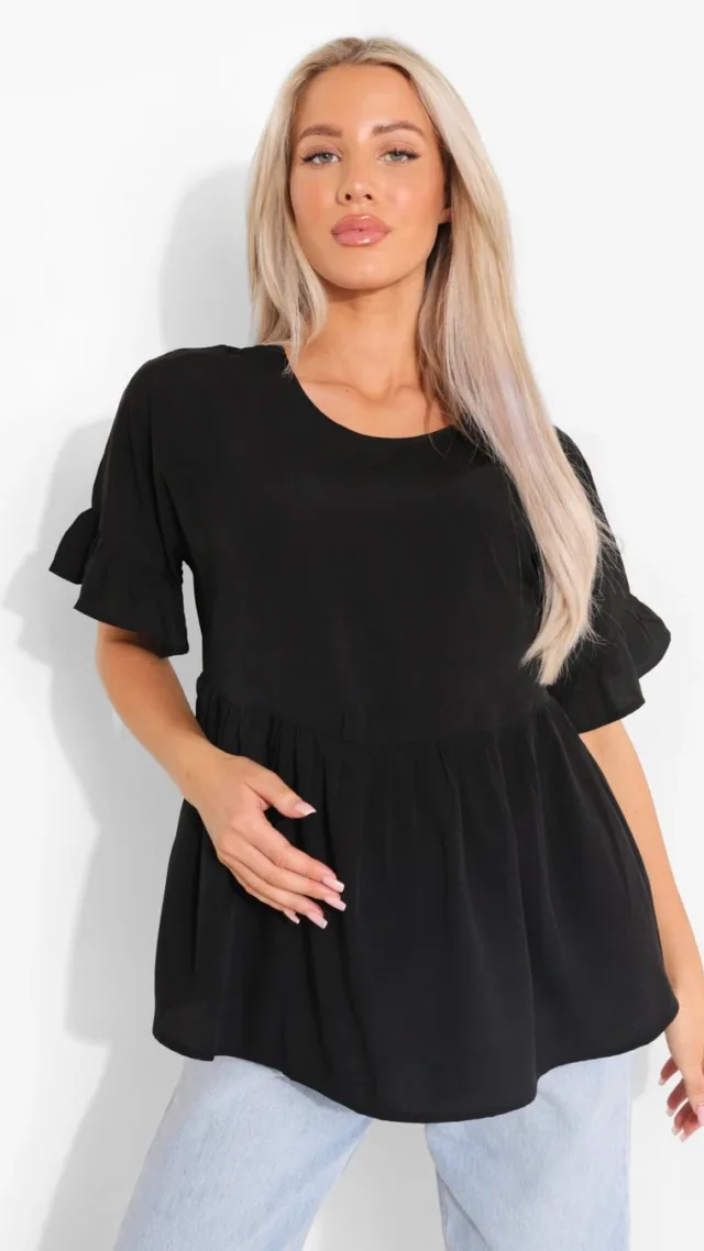 Black Maternity Cross Back Smock Top