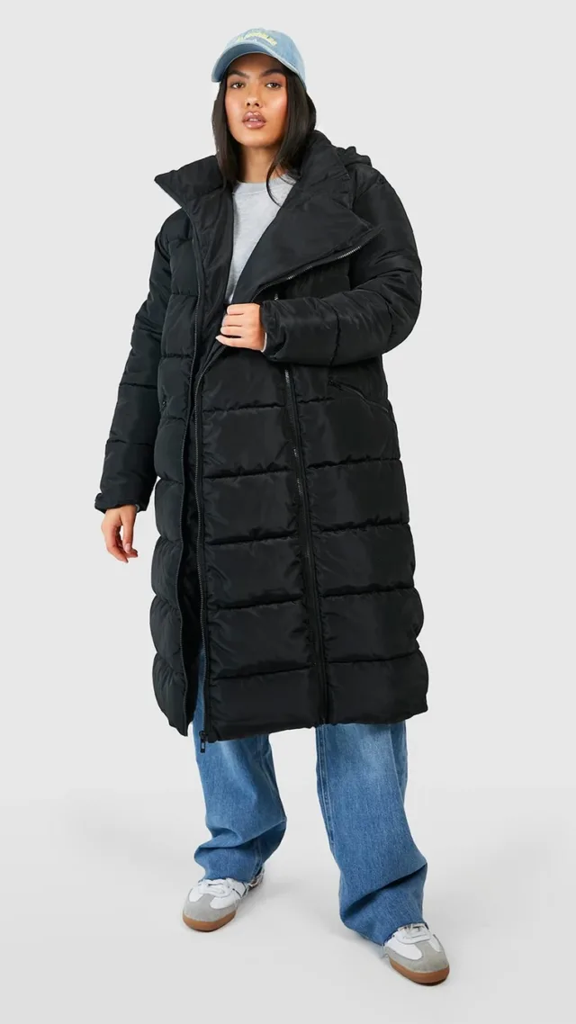 Black Maternity Pre & Postpartum 3 In 1 Puffer Coat With Extender