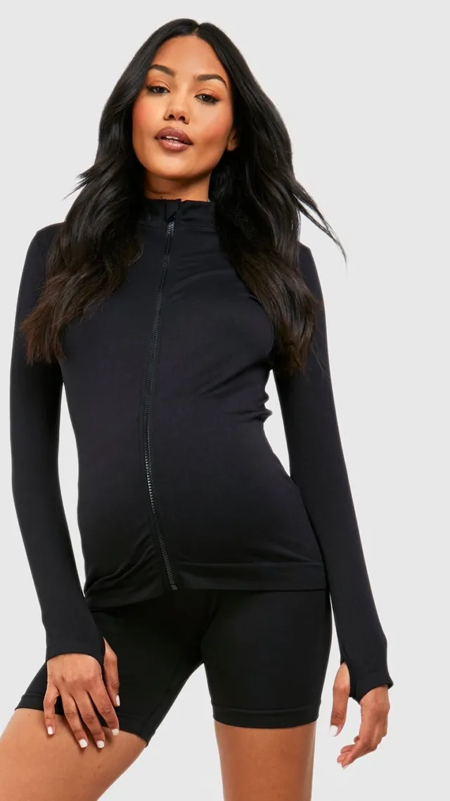 Black Maternity Seamless Biker Shorts