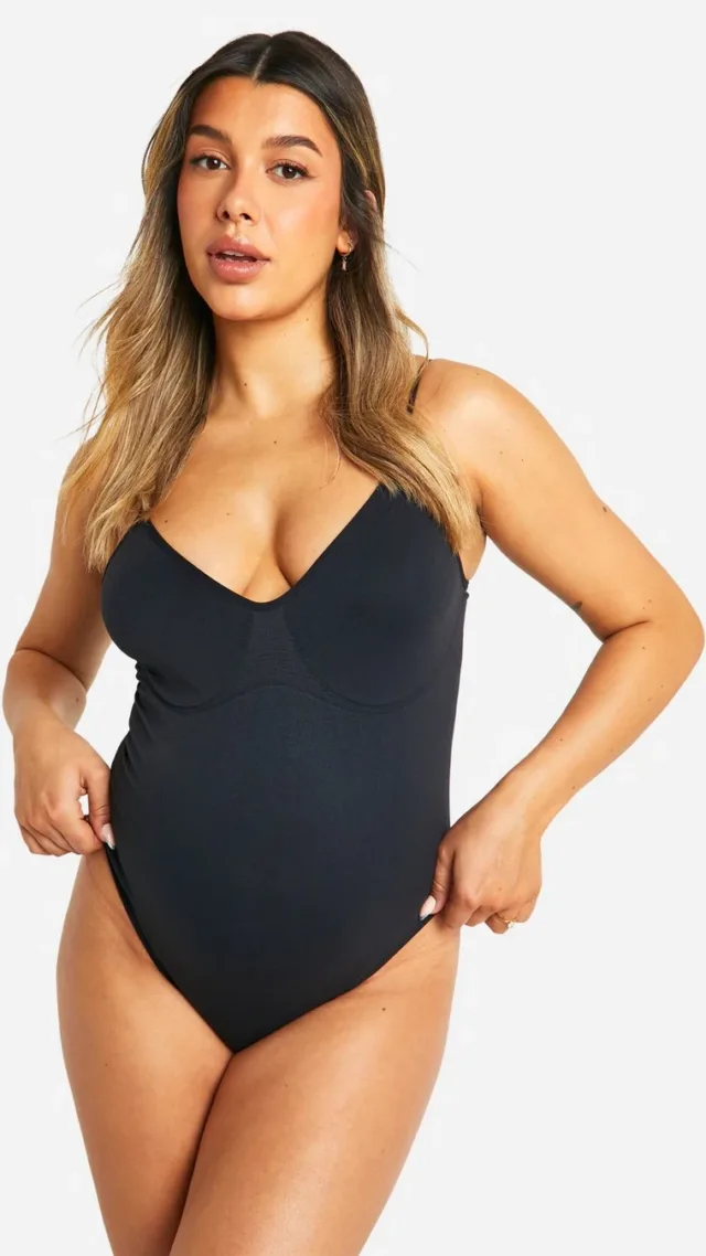 Black Maternity Seamless Shapewear Bodysuit