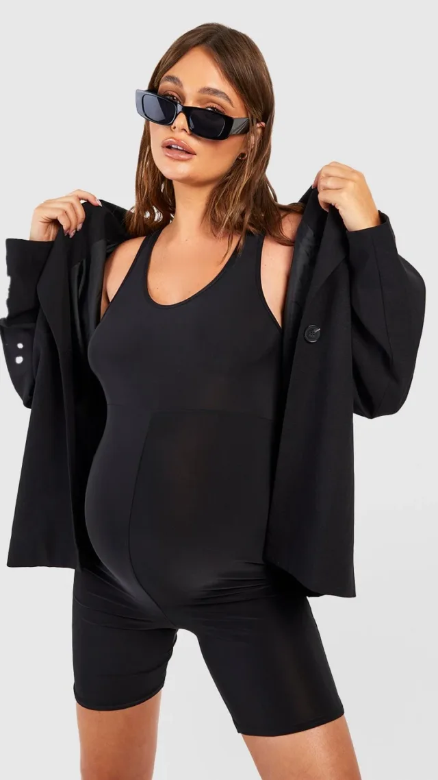 Black Maternity Slinky Unitard