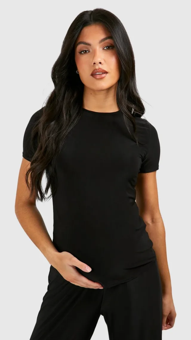 Black Maternity Soft Touch Crew Neck T-Shirt