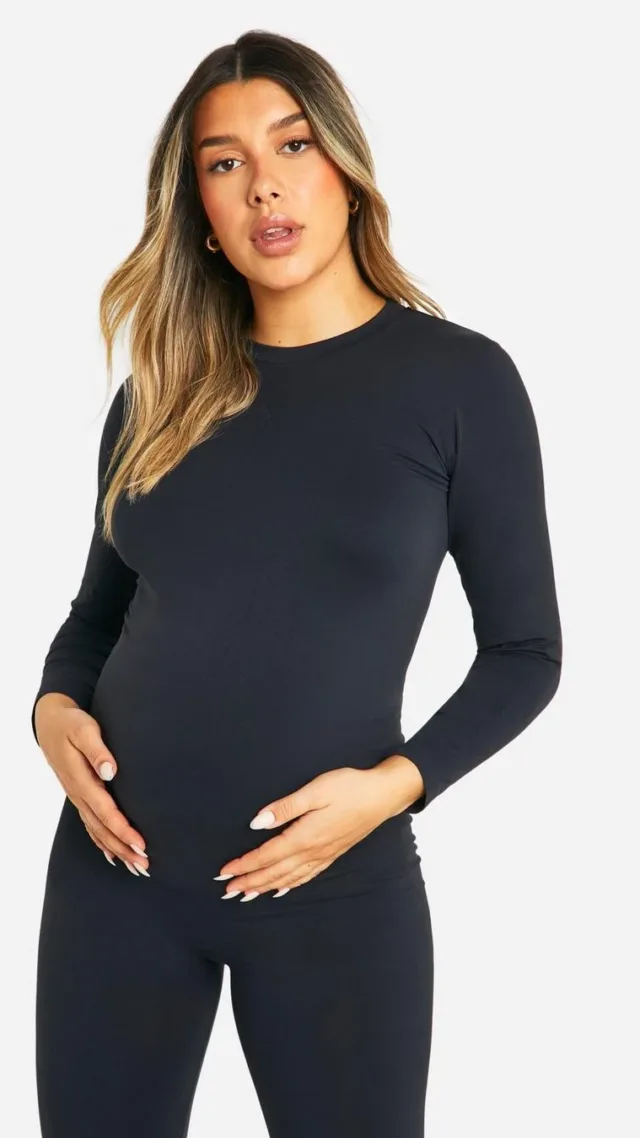 Black Maternity Soft Touch Longsleeve Basic Top