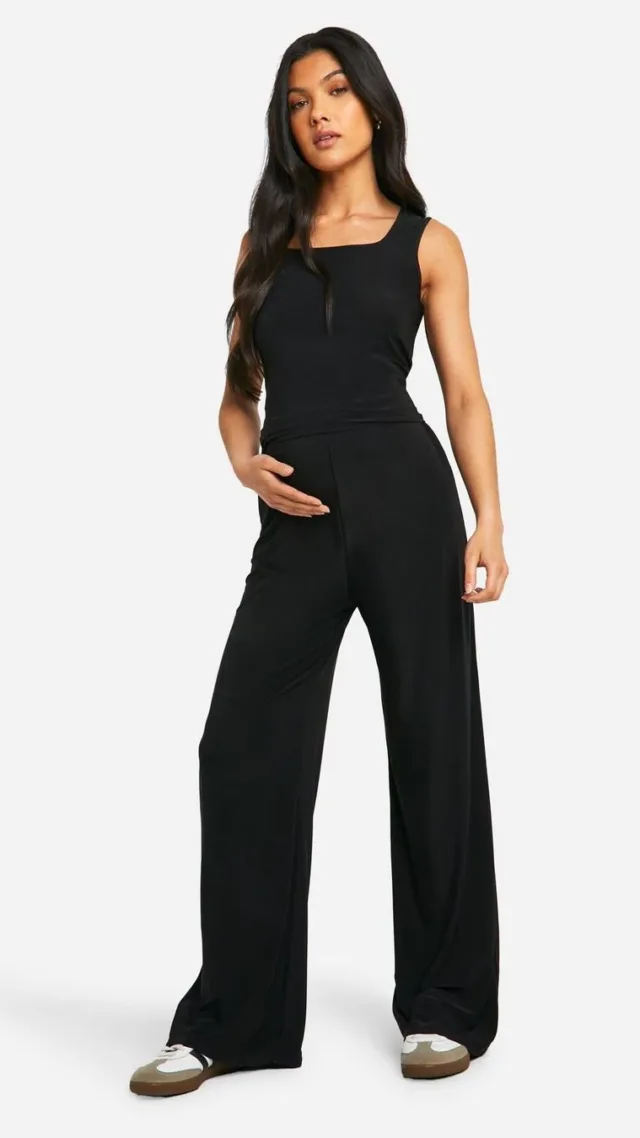 Black Maternity Soft Touch Wide Leg Pants