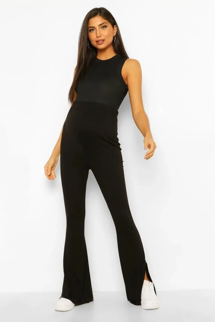 Black Maternity Split Leg Flare Leggings