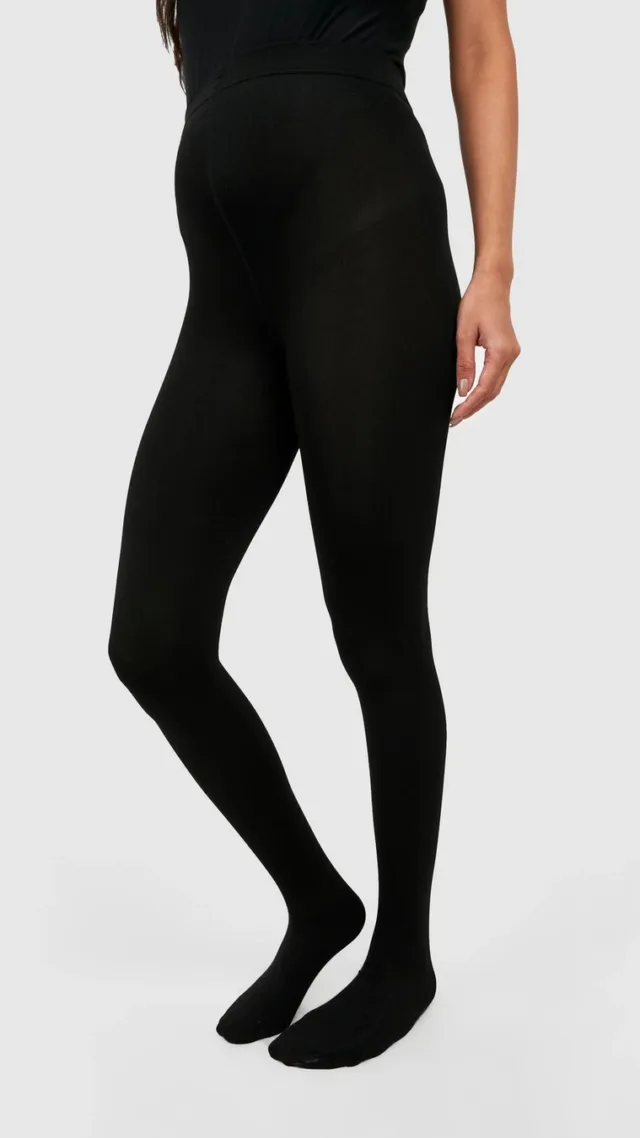 Black Maternity Thermal Fleece Tights