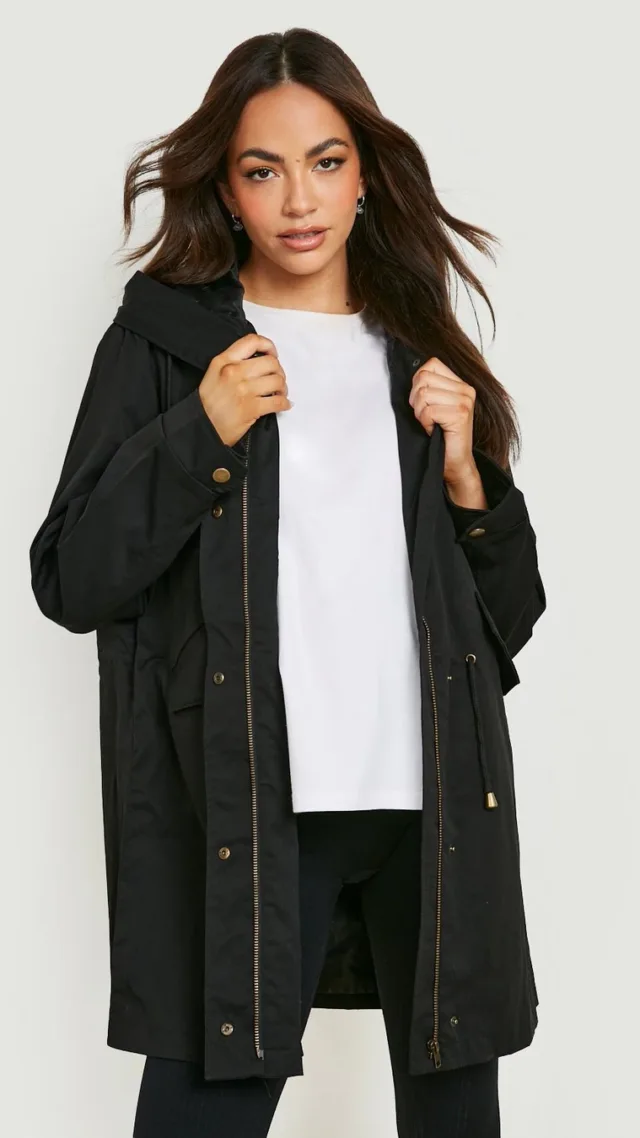 Black Maternity Waterproof Parka Coat