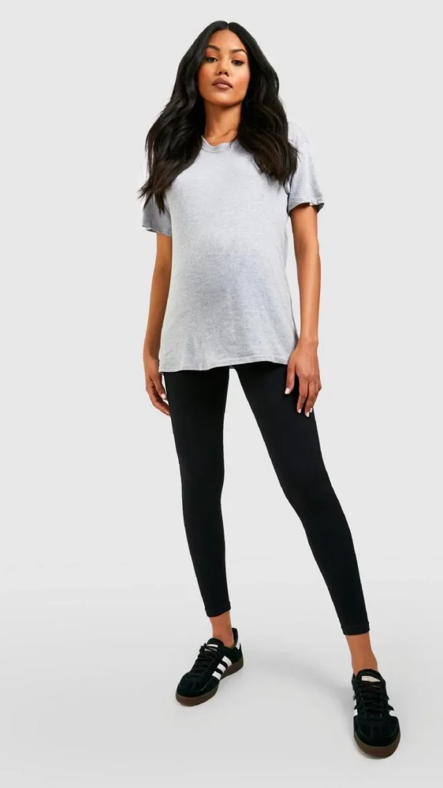 Black Maternity Wide Rib Seamless Legging