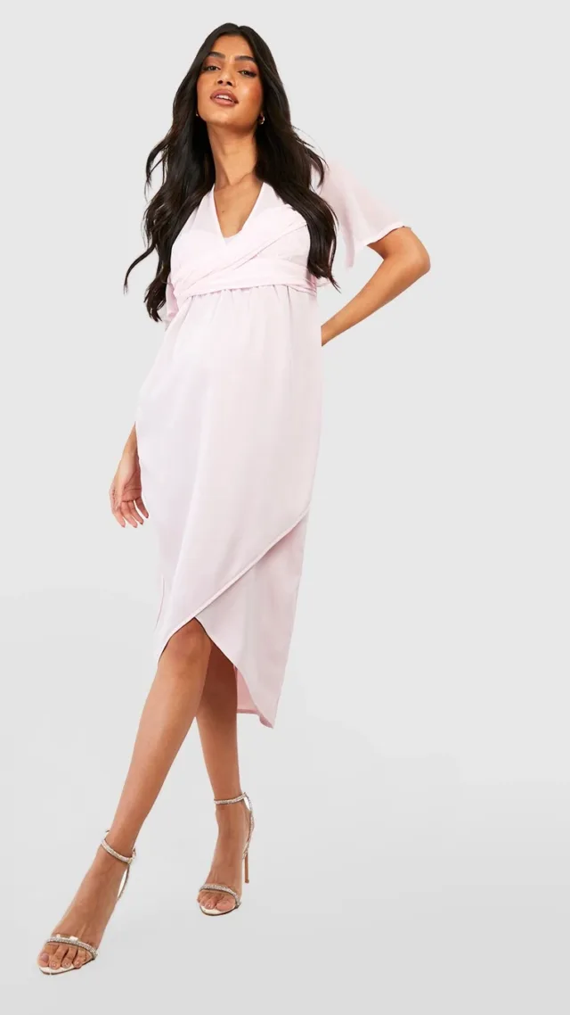 Blush Maternity Occasion Twist Wrap Midi Dress