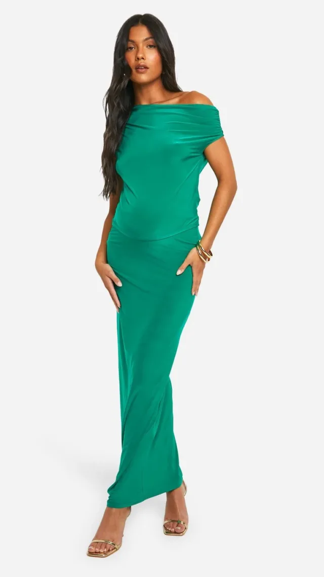 Bright Green Maternity Slinky Maxi Skirt