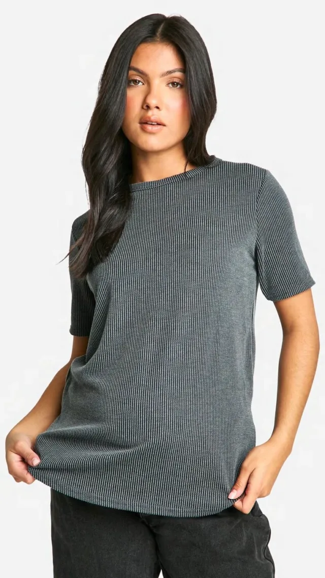 Charcoal Maternity Acid Wash Oversized T-Shirt