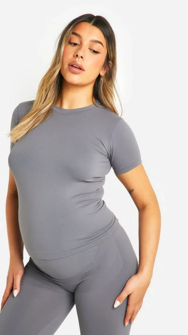 Charcoal Maternity Soft Touch Basic T-Shirt