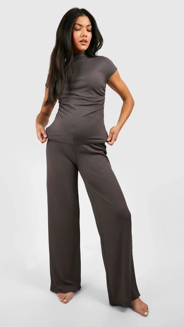 Charcoal Maternity Textured Loungewear Set