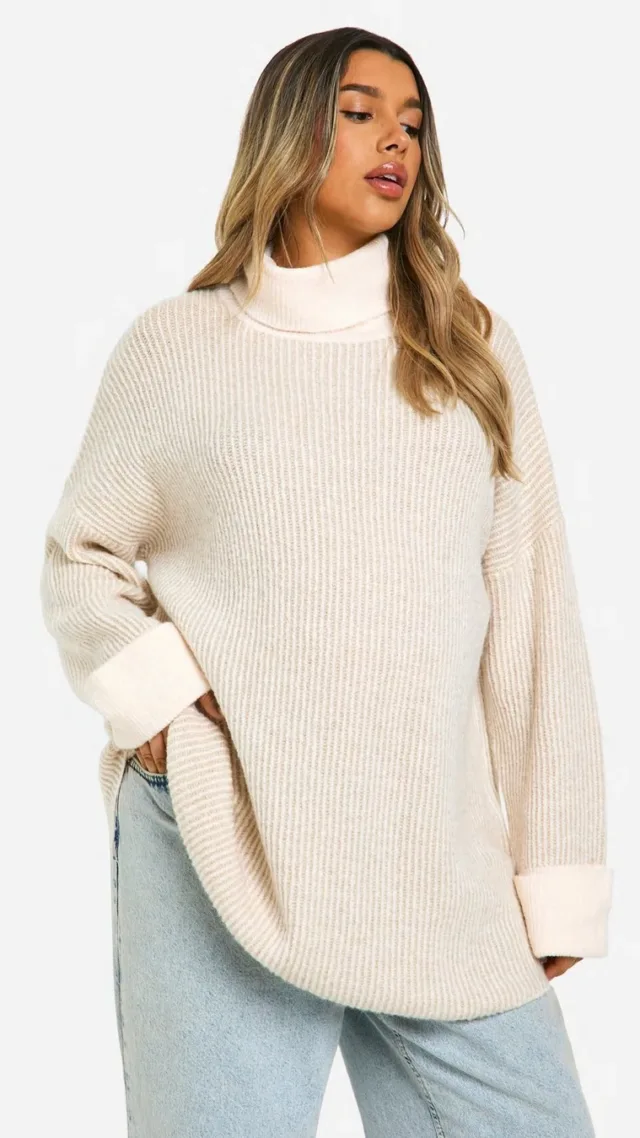 Cream Maternity Turtleneck Longline Batwing Sweater