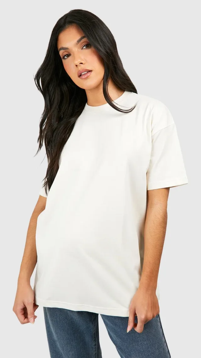 Ecru Maternity Basic Oversized T-Shirt