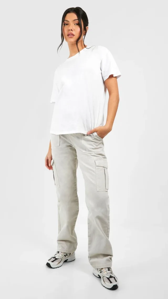 Ecru Maternity Over Bump Cargo Jean