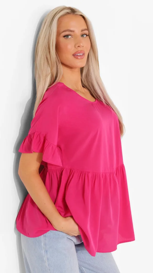 Hot Pink Maternity Cross Back Smock Top