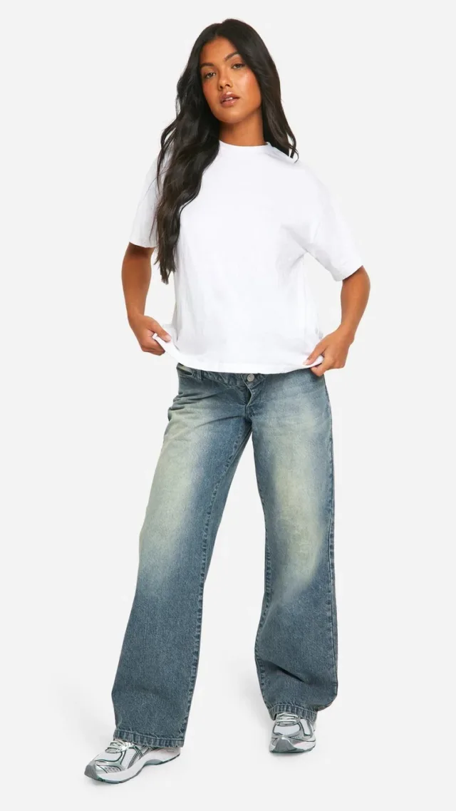 Ice Blue Maternity Basic High Waisted Boyfriend Jeans