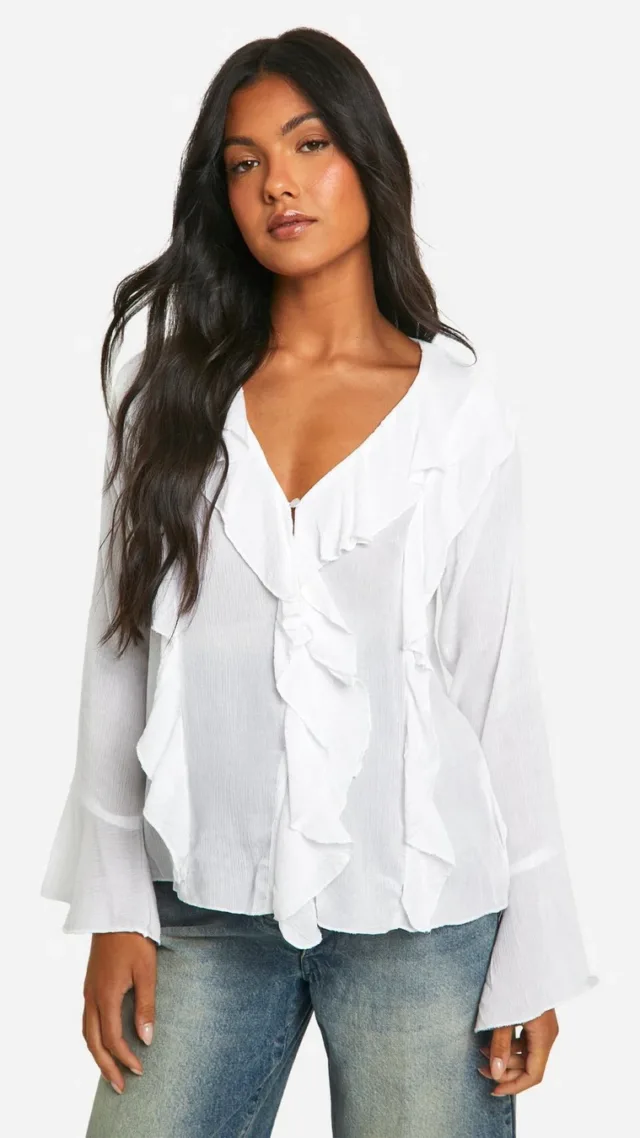 Ivory Maternity Cheesecloth Frill Smock Top